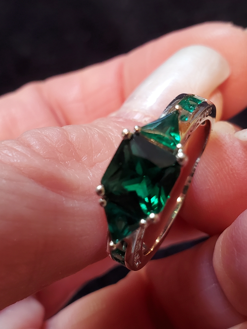 Green Emerald-Cut Statement Ring - Unbranded